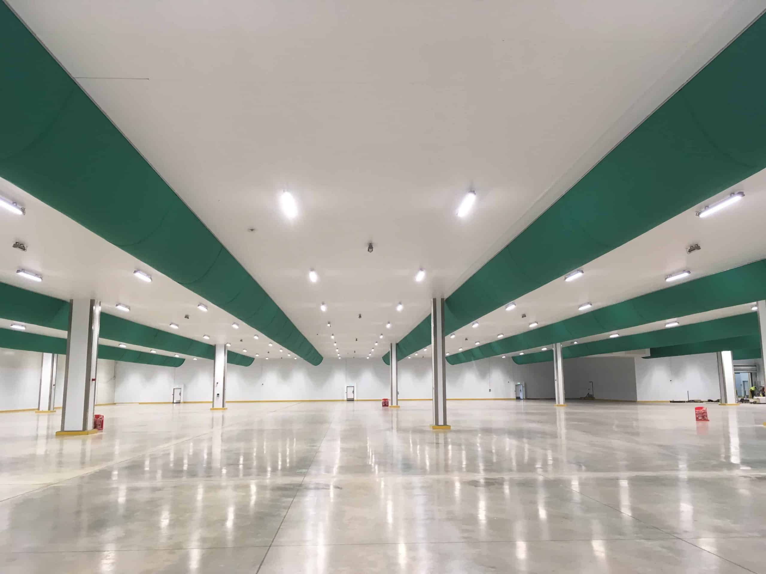 food factory installation showing advantages of fabric ventilation