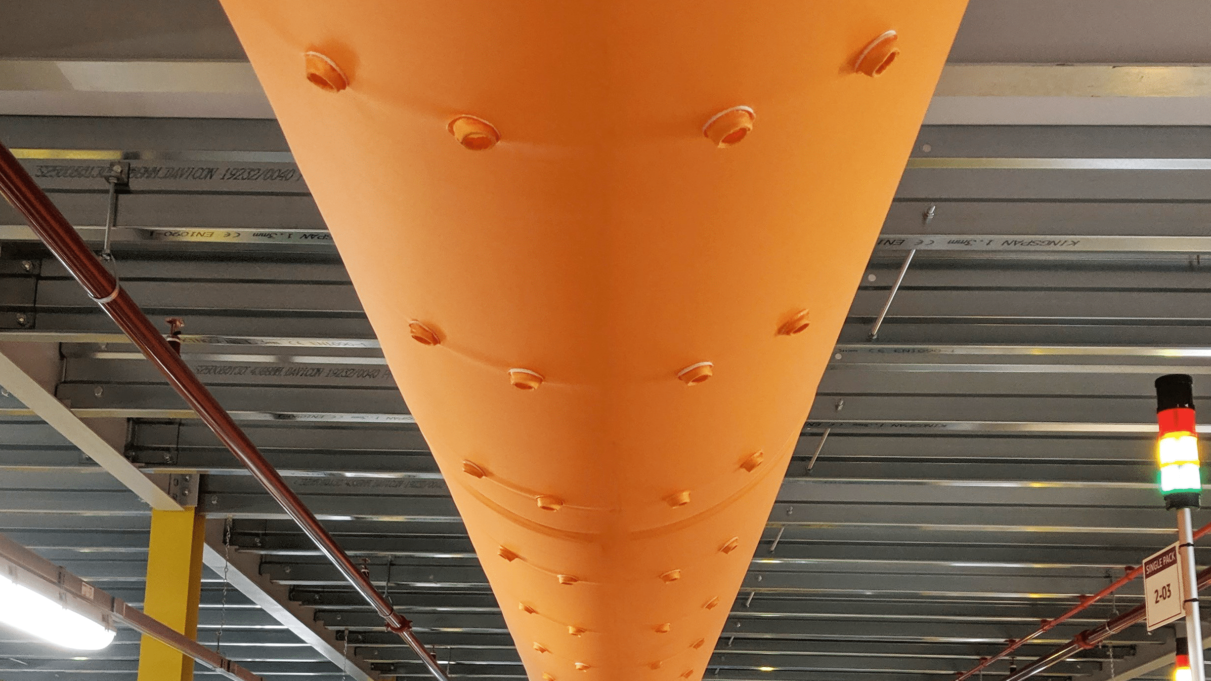 Close up of nozzles on Prihoda fabric duct