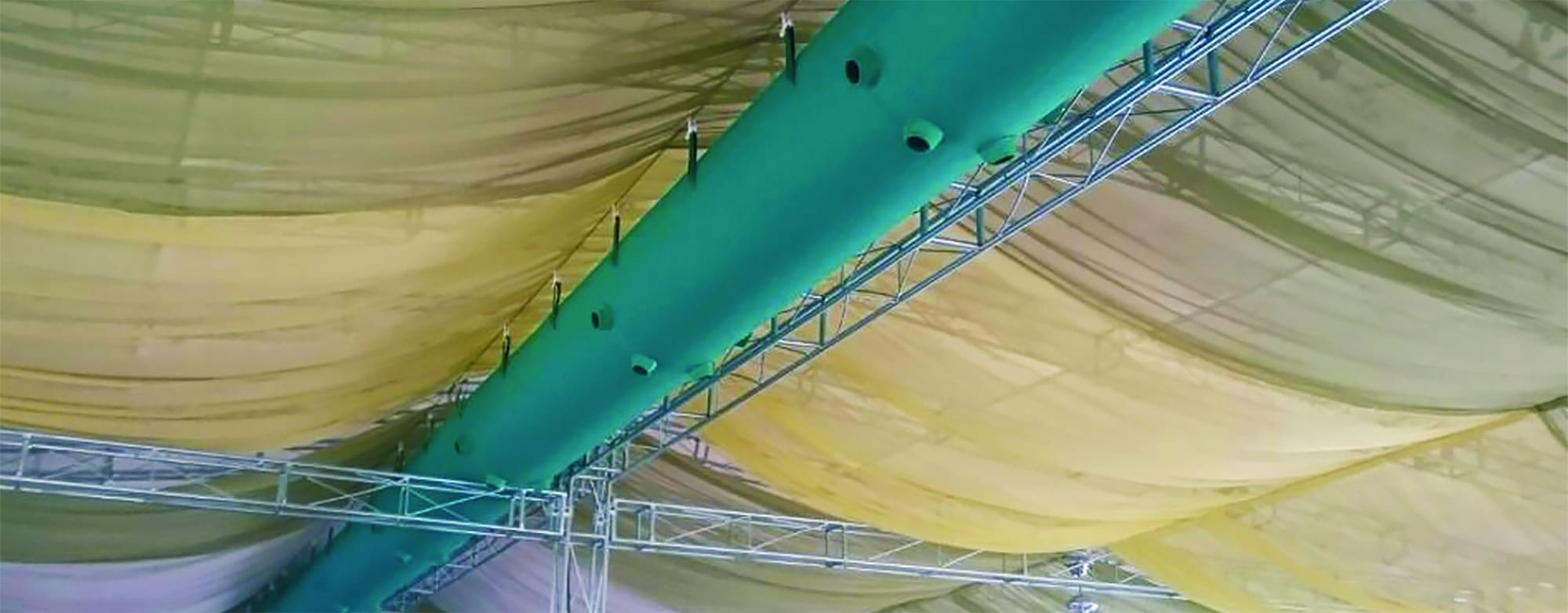 Marquee ventilation with a green fabric duct