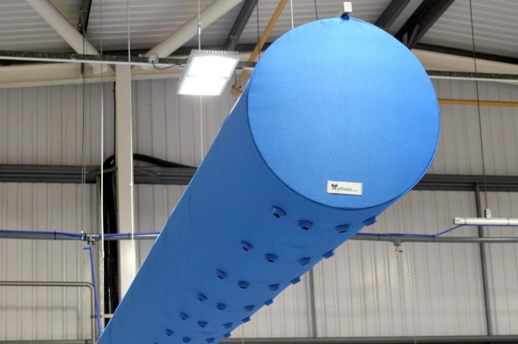 blue microperforated fabric ducting
