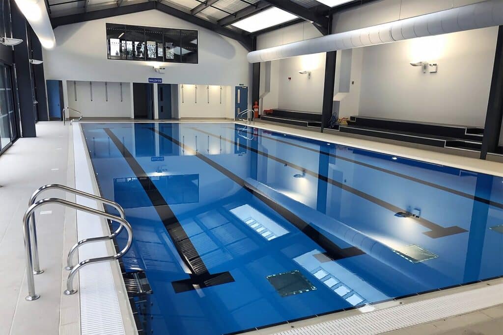 The swimming pool at St Hugh's school with Prihoda fabric diffusers