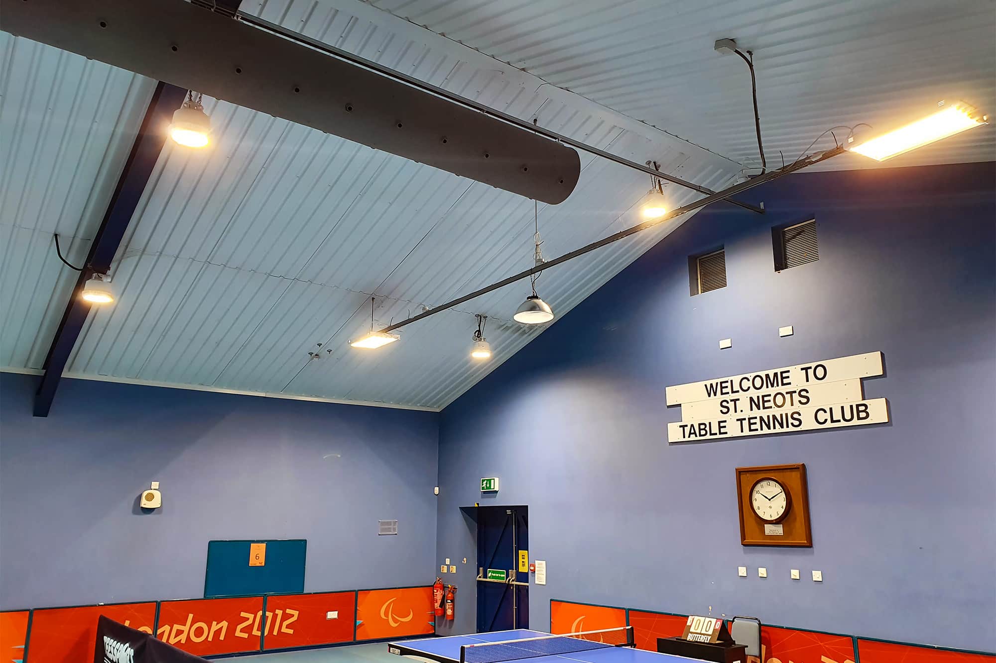 Fabric nozzles on a Prihoda fabric duct for St Neots Table Tennis Club
